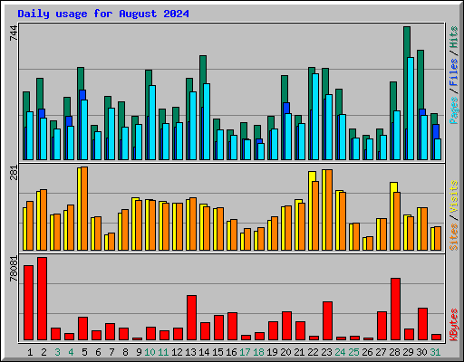 Daily usage for August 2024