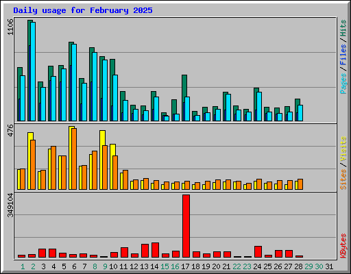 Daily usage for February 2025